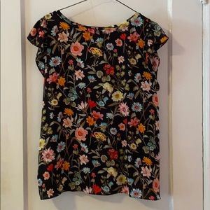 Loft Black Floral Blouse